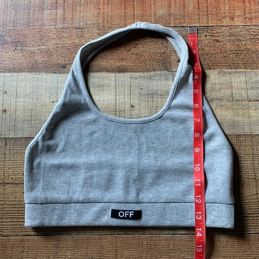 Junie Clothing Womens Ribbed Knit Cropped Halter Top in Gray -S - Picture 3 of 7